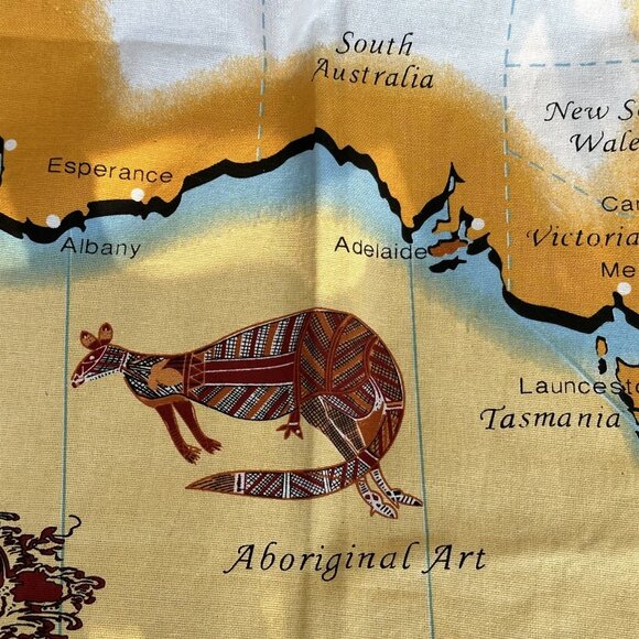 Australia Map Tea Towel Scarf Tourist Souvenir Cotton Colorful - Picture 7 of 9